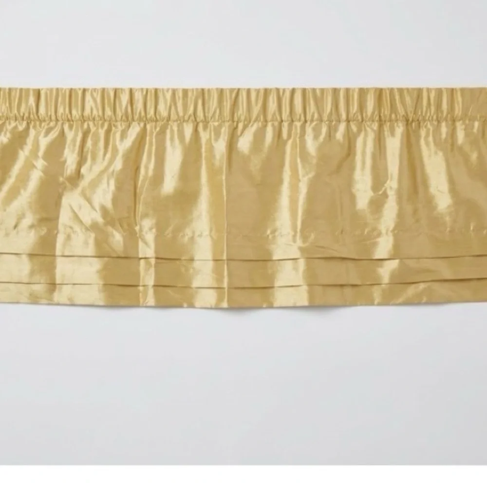 Peri Gold Sheen Textured Tiered Rod Pocket Elegant Window Valance Curtain 52x18